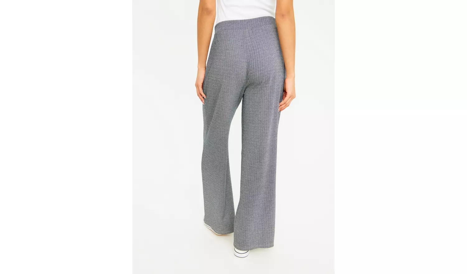 Grey Ponte Herringbone Trousers 8