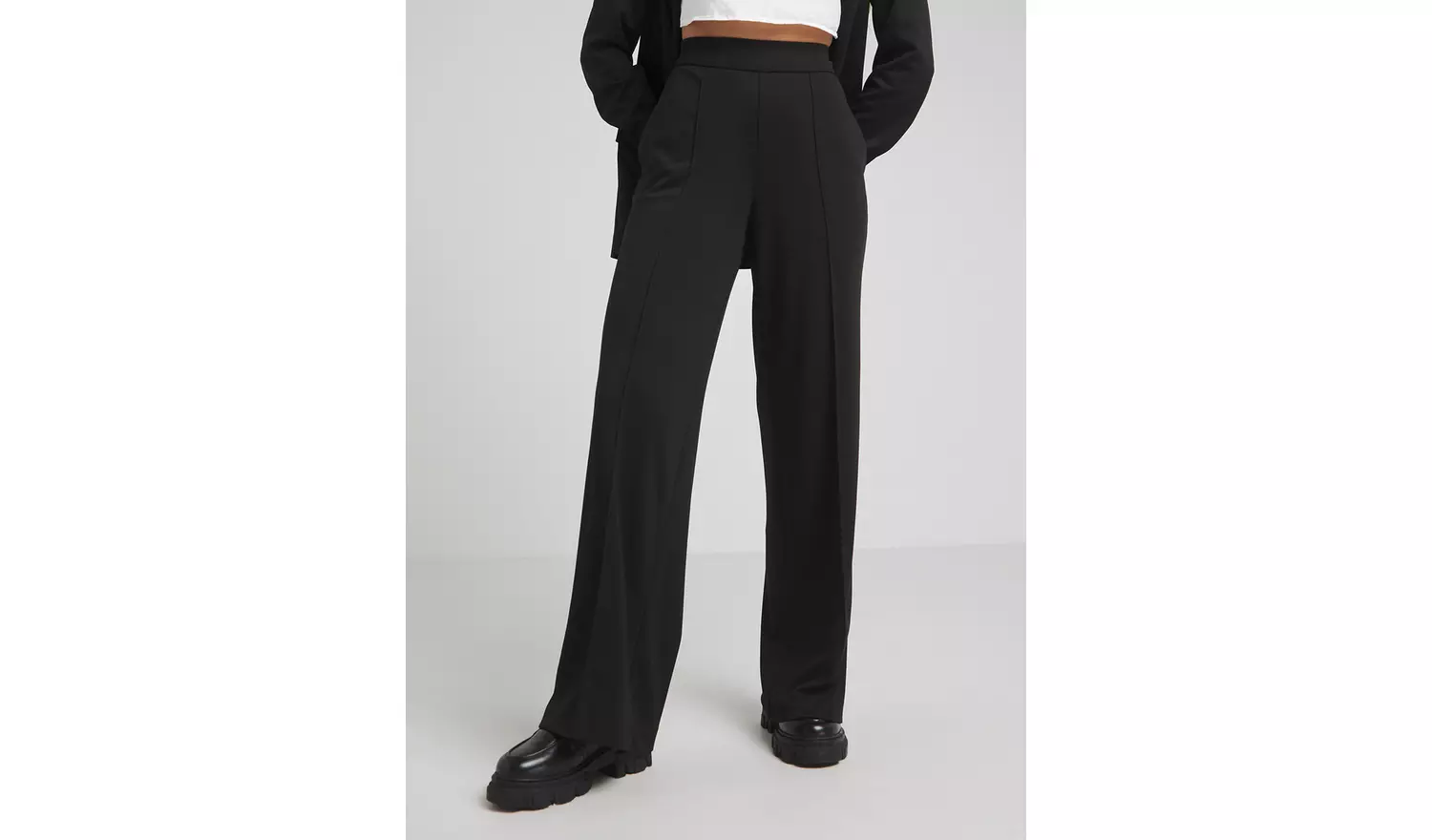 SIMPLY BE Black Ponte Wide Leg Trouser 28