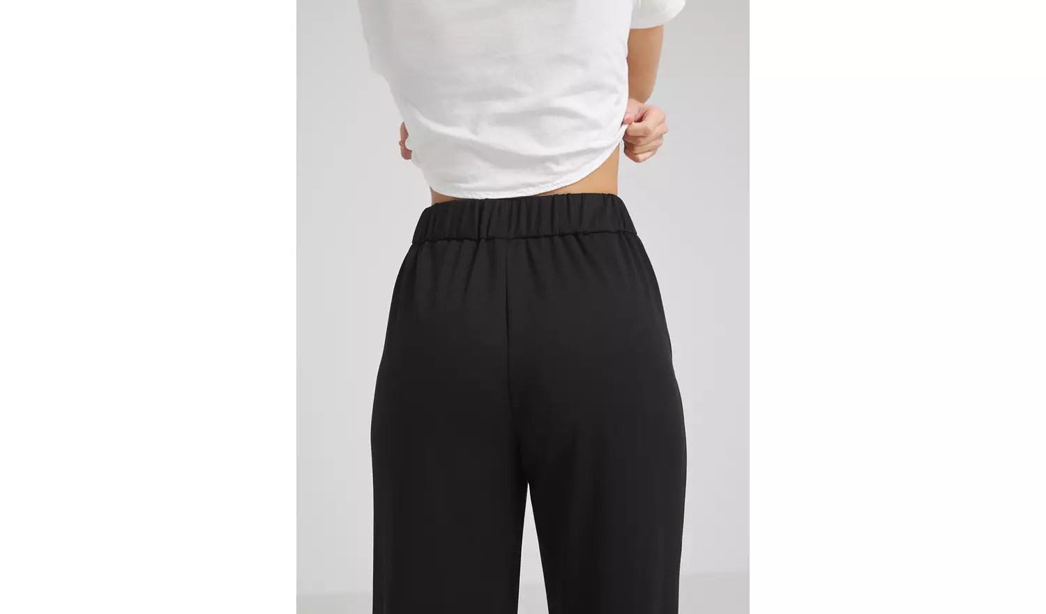 SIMPLY BE Black Ponte Wide Leg Trouser 32
