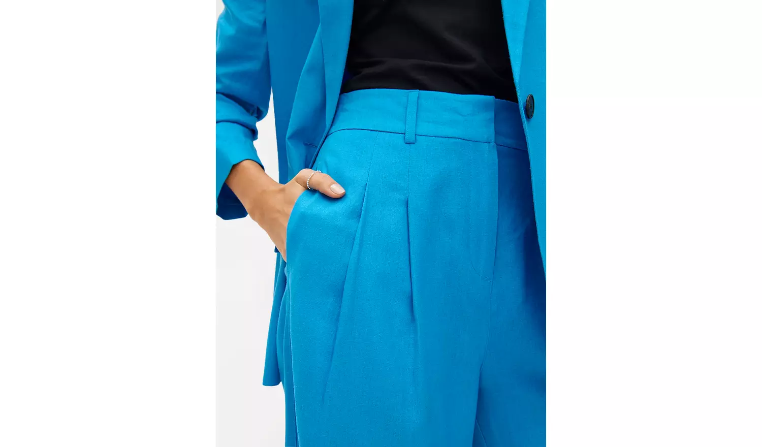 Blue Linen Ultra Wide Co-ord Trousers 22S