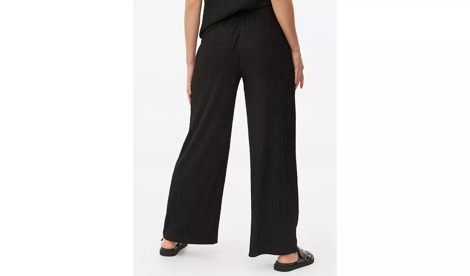 Black Wide Leg Textured Co-ord Trousers 20