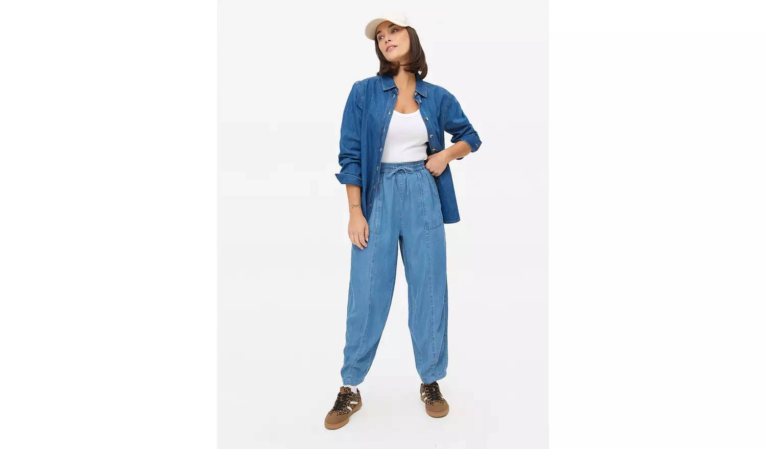 Mid Blue Chambray Barrel Leg Trousers14