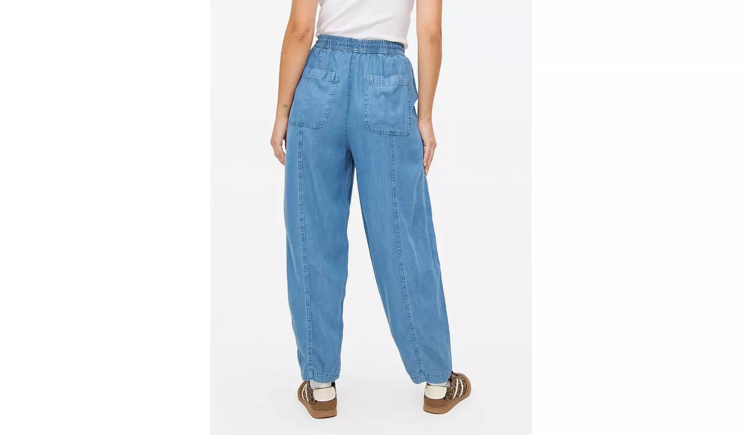 Mid Blue Chambray Barrel Leg Trousers14