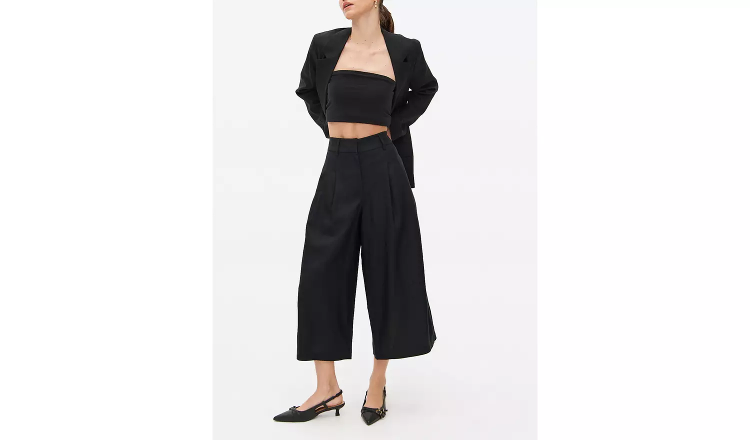 Black Linen Blend Co-ord Culottes 10