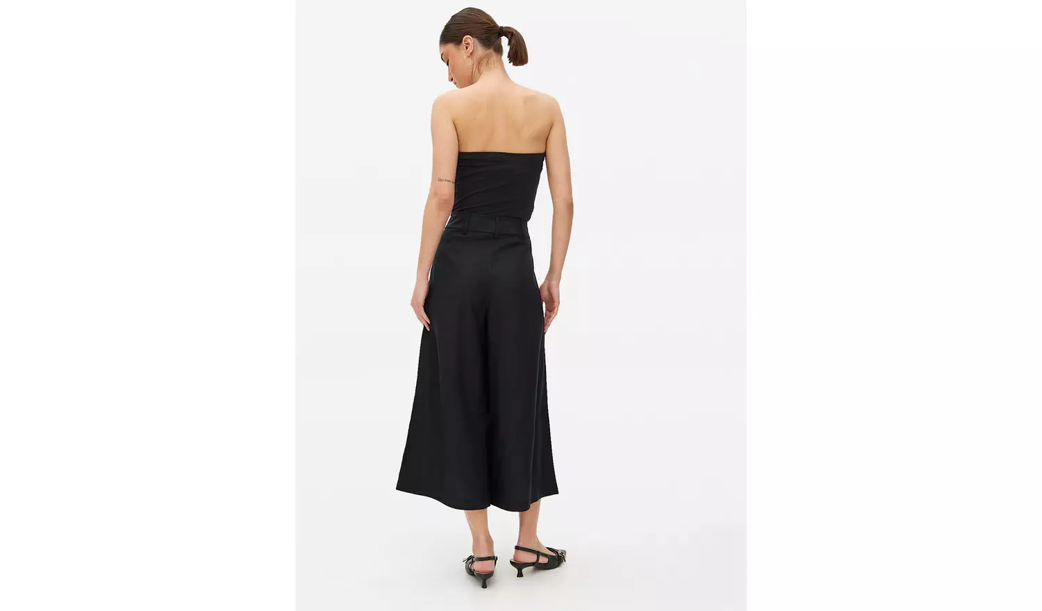 Black Linen Blend Co-ord Culottes 10