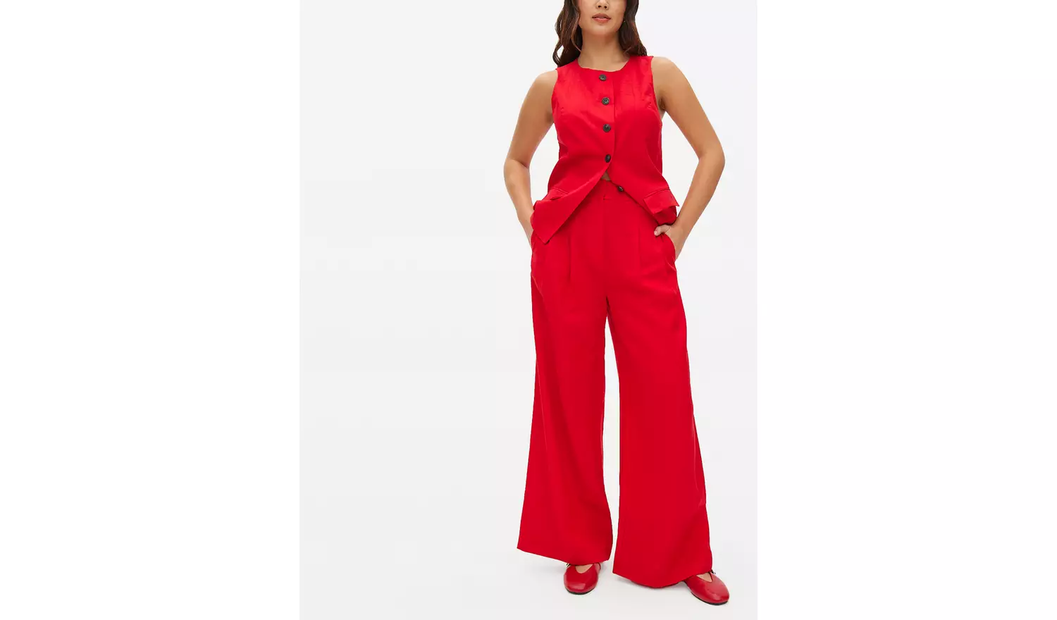Red Linen Ultra Wide Co-ord Trousers12L