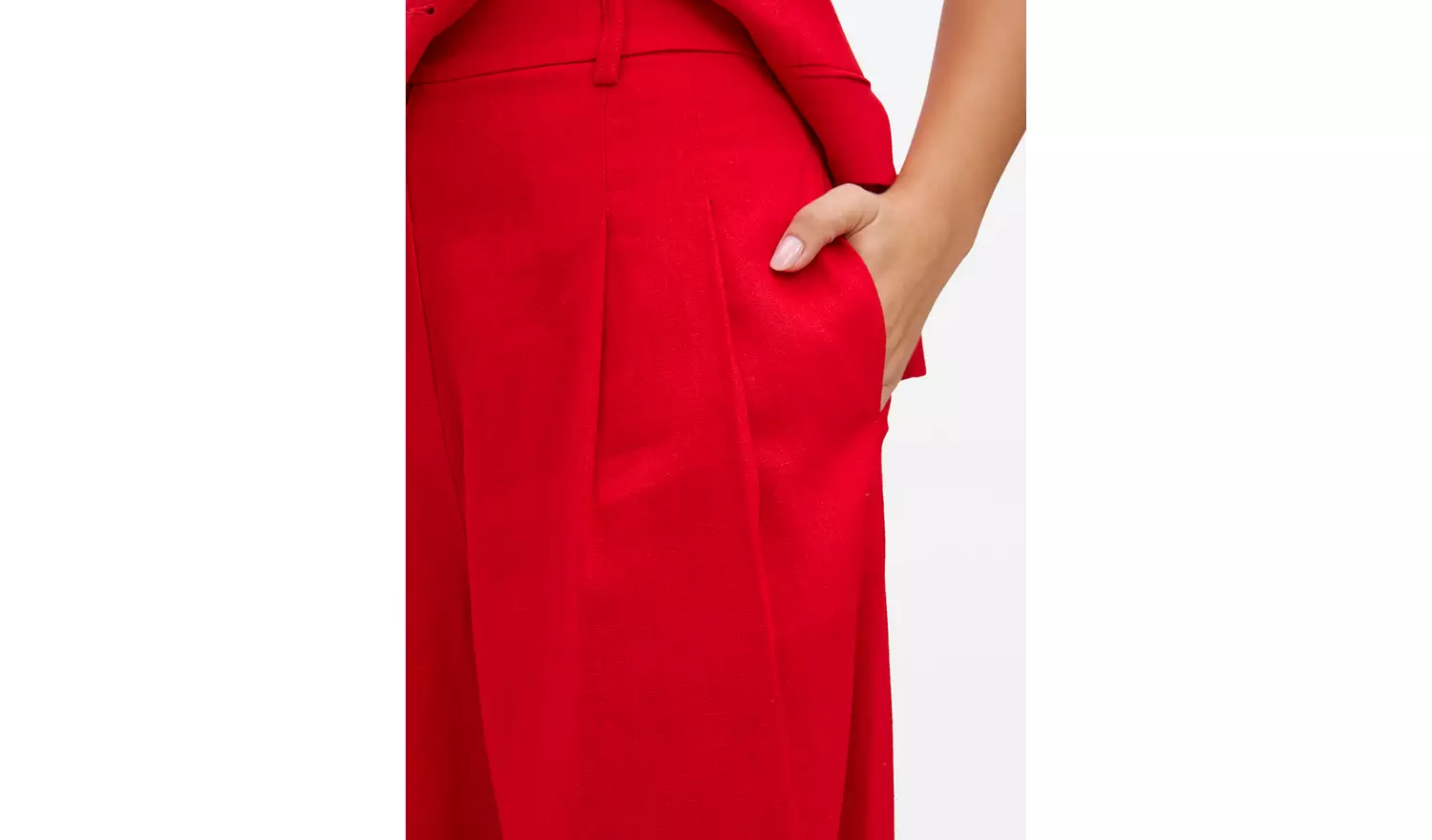 Red Linen Ultra Wide Co-ord Trousers14L