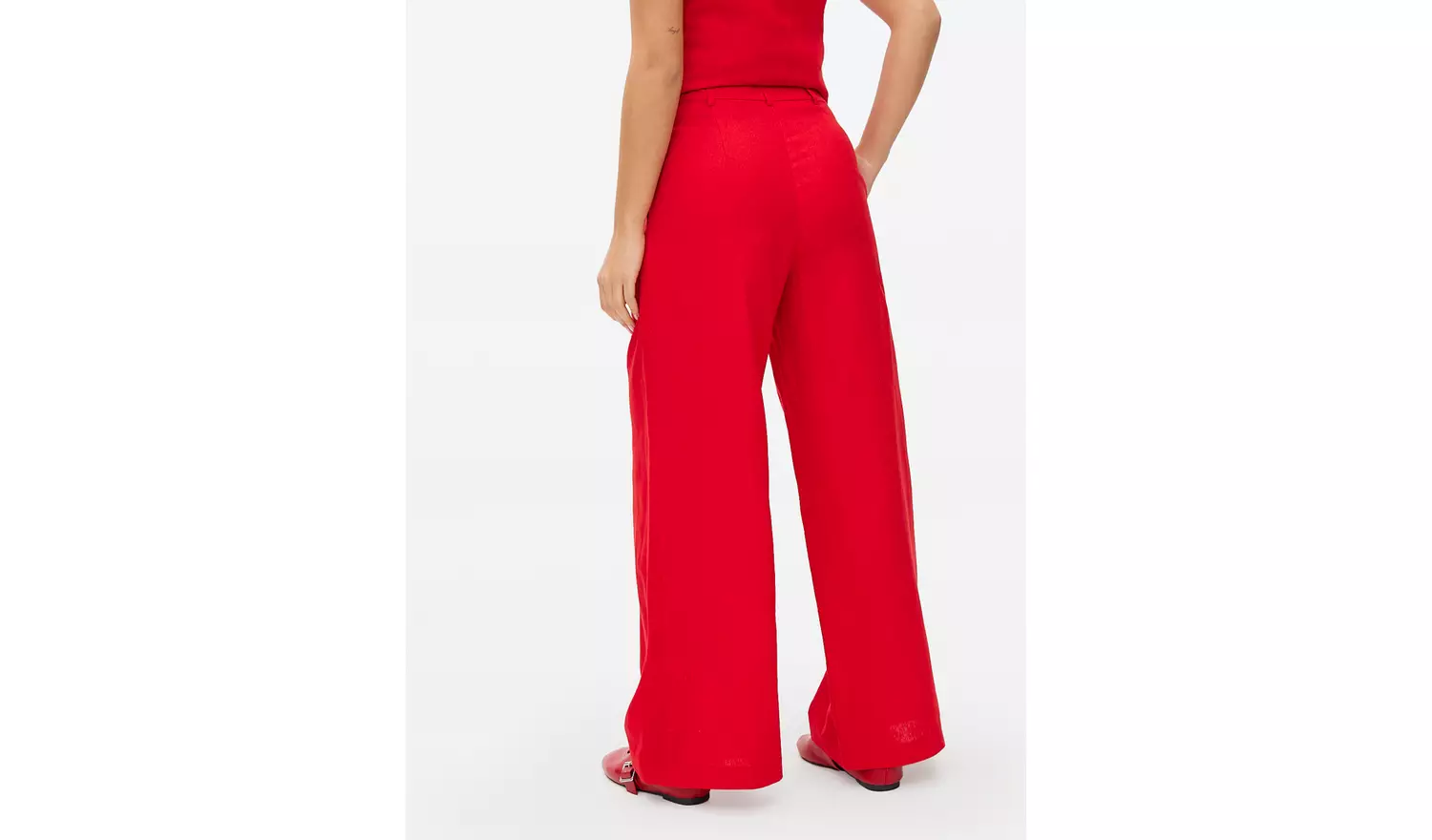 Red Linen Ultra Wide Co-ord Trousers20S