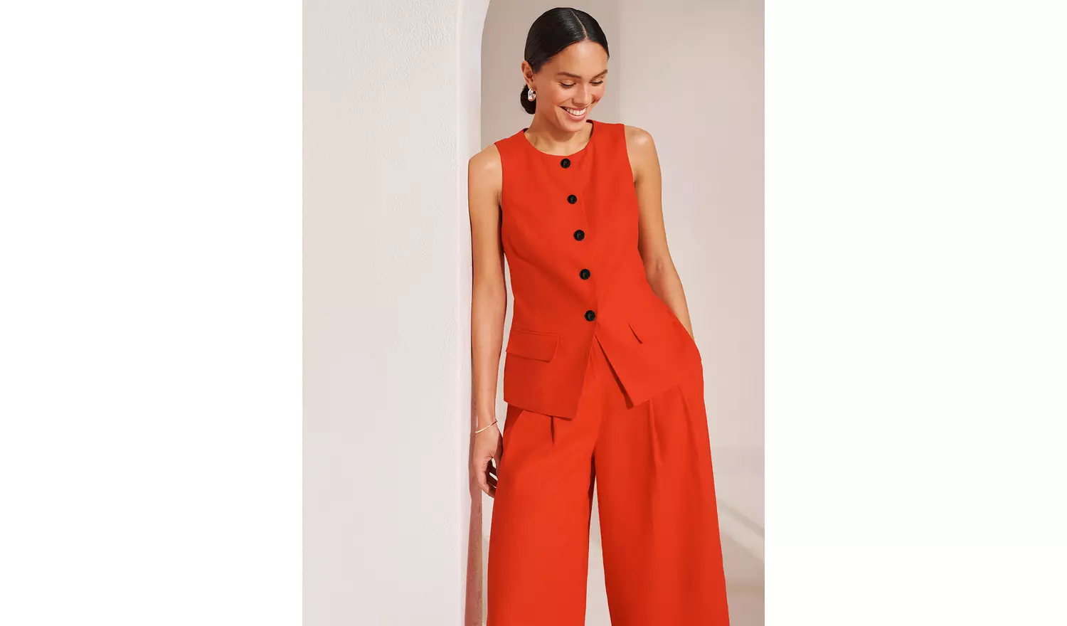 Red Linen Ultra Wide Co-ord Trousers8R