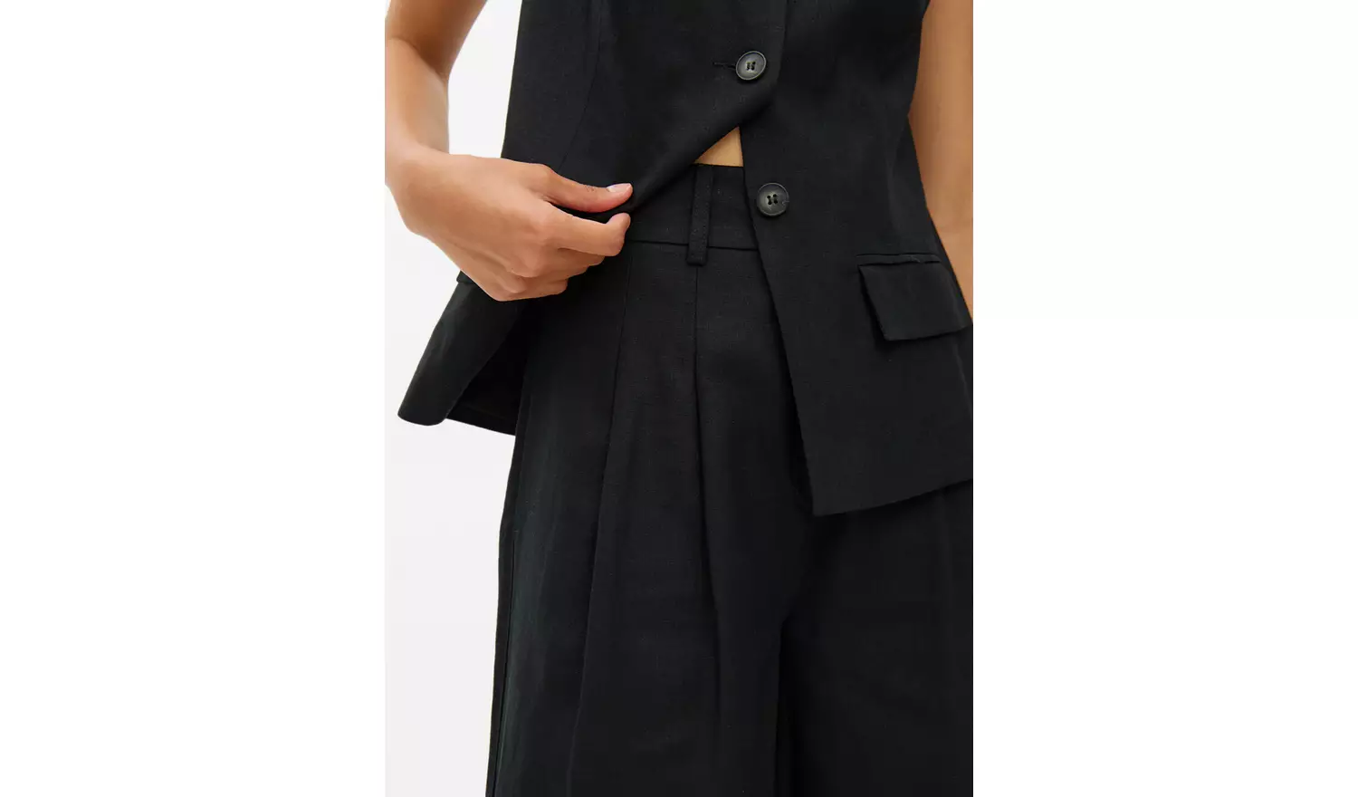 Black Linen Ultra Wide Co-ord Trousers 8L