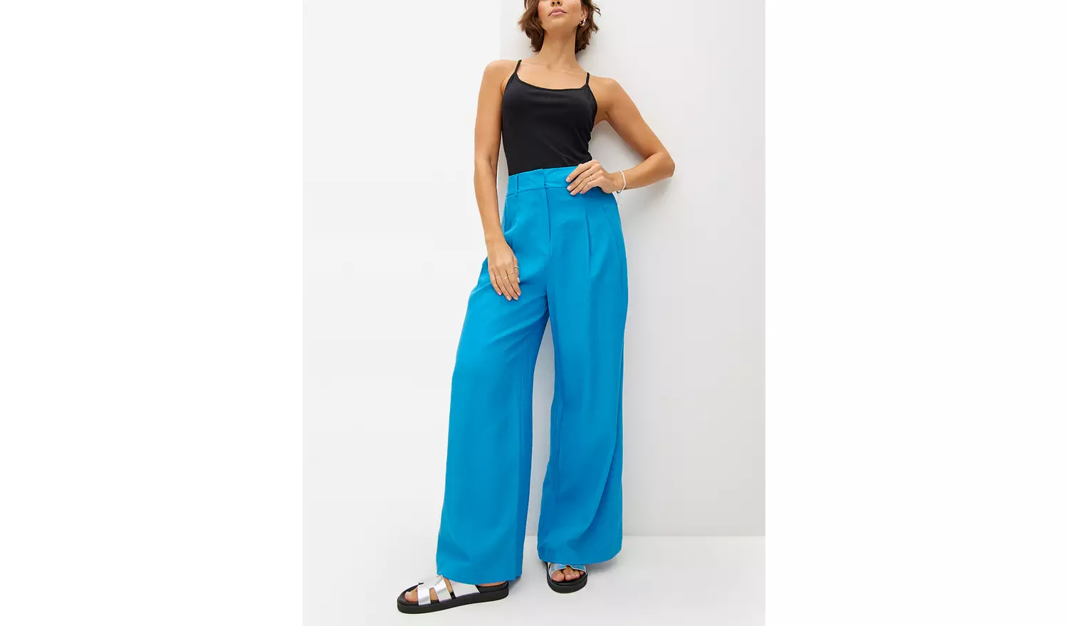 Blue Linen Ultra Wide Co-ord Trousers 18S