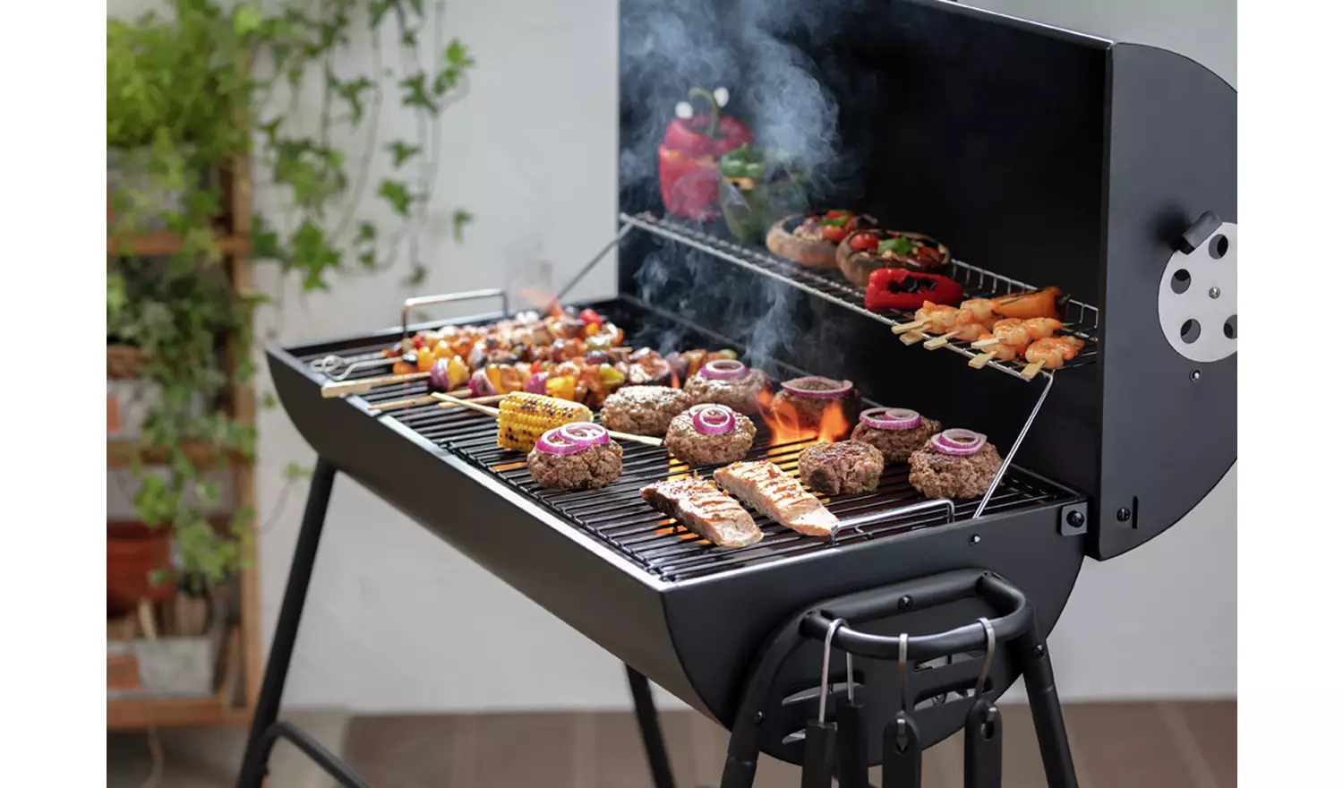 Argos Home Drum Charcoal BBQ With Cover & Utensils