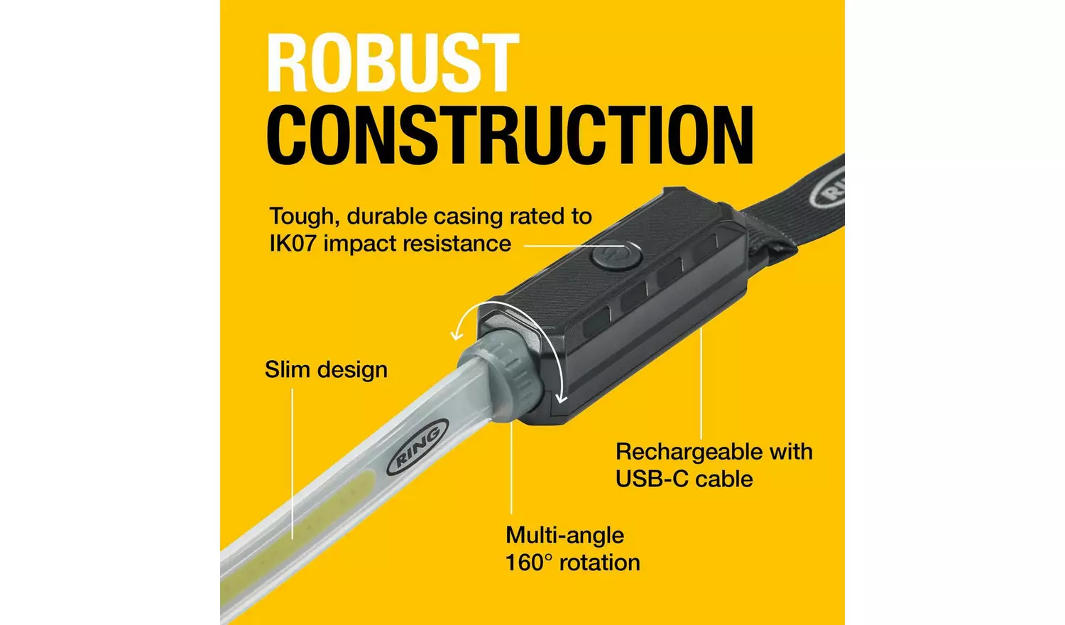 Ring RUBL1500 1000 Lumens Rechargeable Utility Work Light