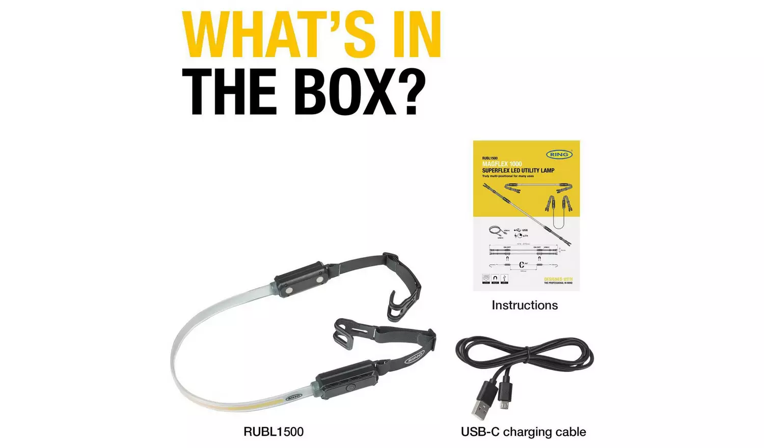 Ring RUBL1500 1000 Lumens Rechargeable Utility Work Light