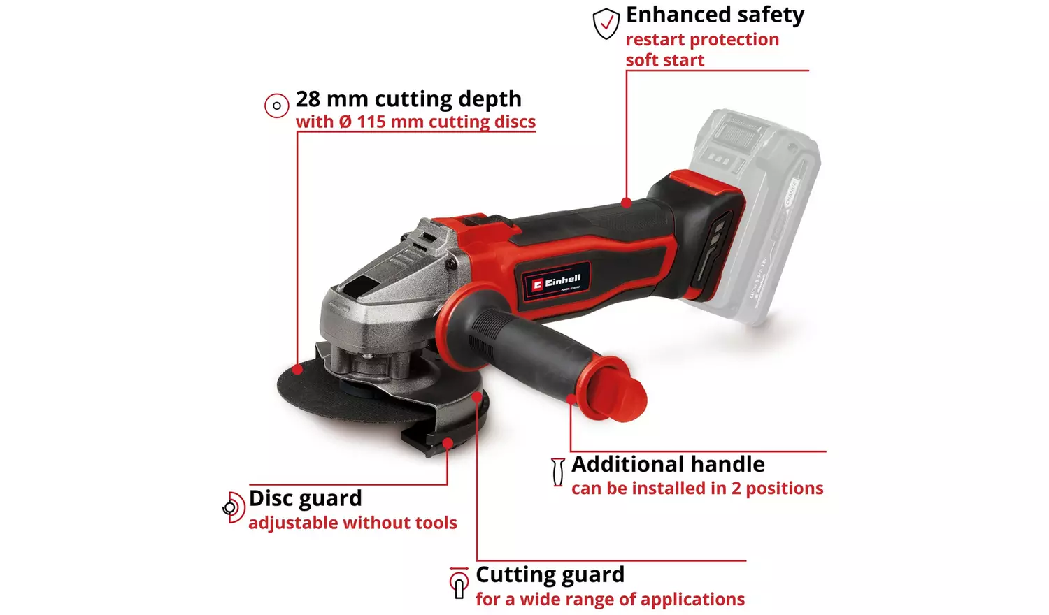 Einhell Power X-Change Solo Cordless Angle Grinder -18V