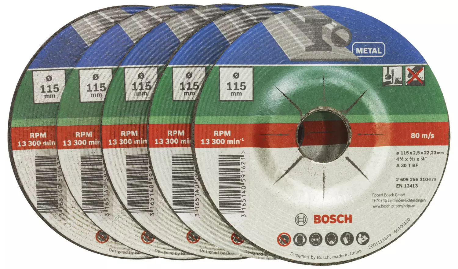Bosch 5 Piece 115mm Metal Cutting Discs