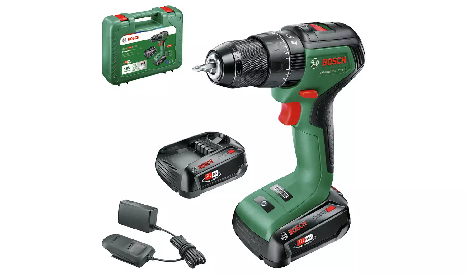 Bosch Universal Impact 18V-60 Cordless Combi Drill 2x2.0Ah