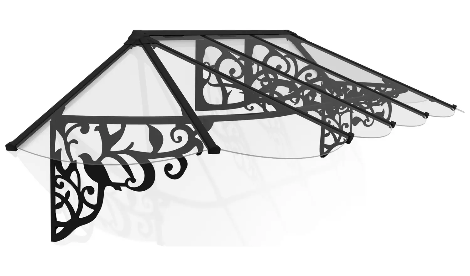Palram Canopia 3190mm Lily Door Awning - Black Clear