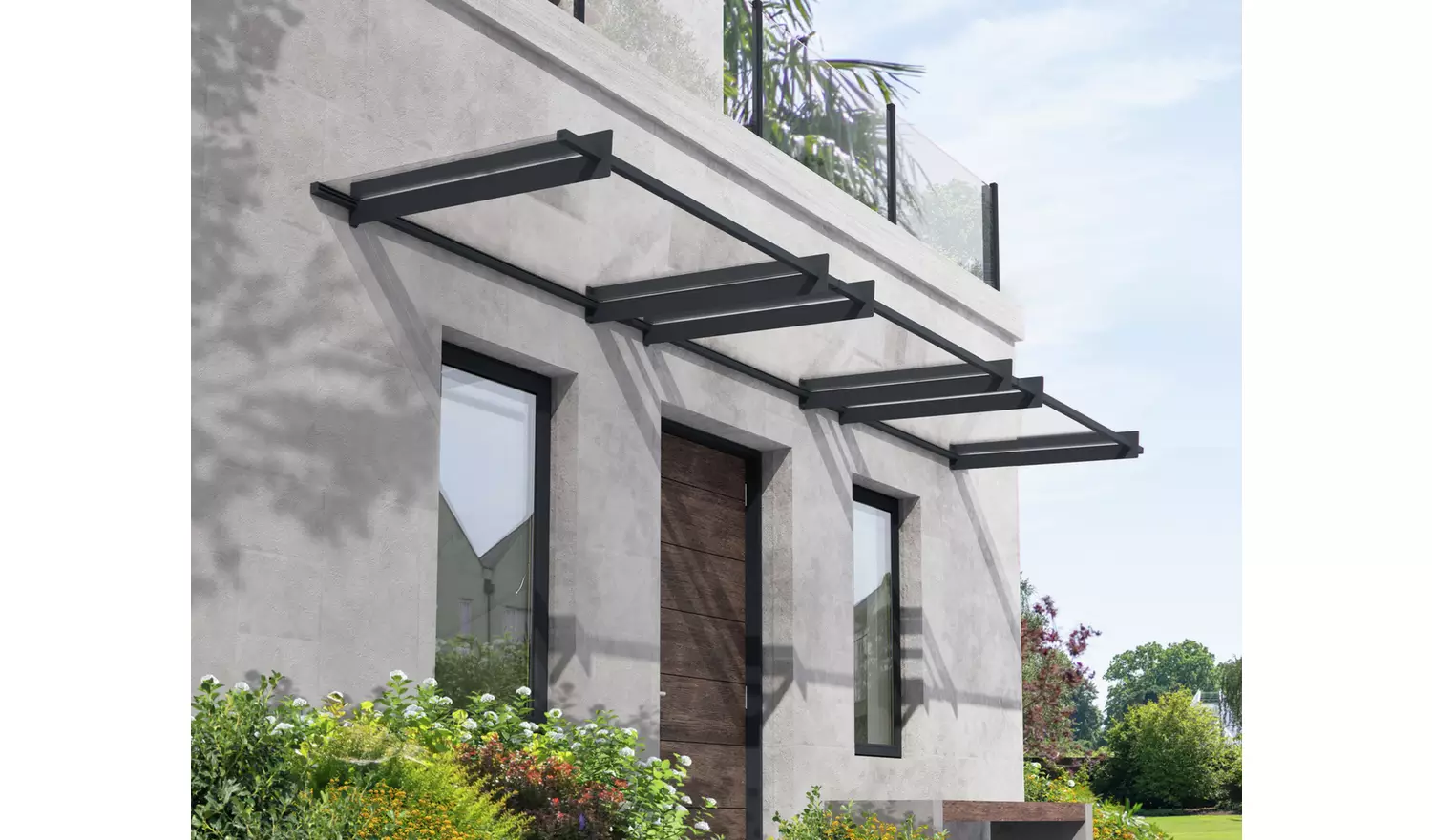 Palram Canopia 4500mm Nancy Door Awning - Grey Clear