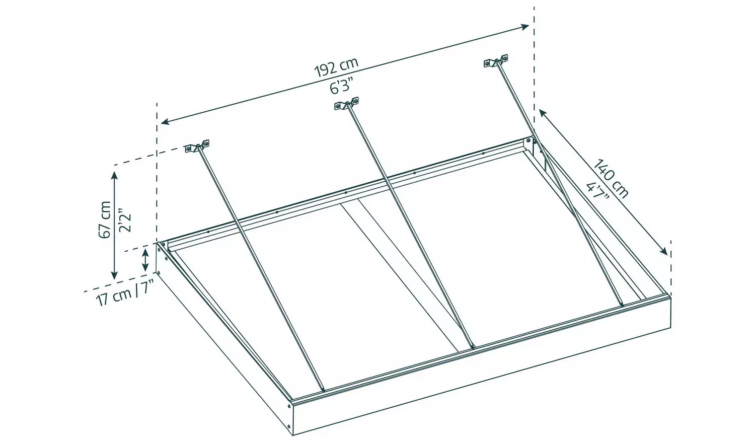 Palram Canopia 2000mm XL Sophia Door Awning Grey White Opal