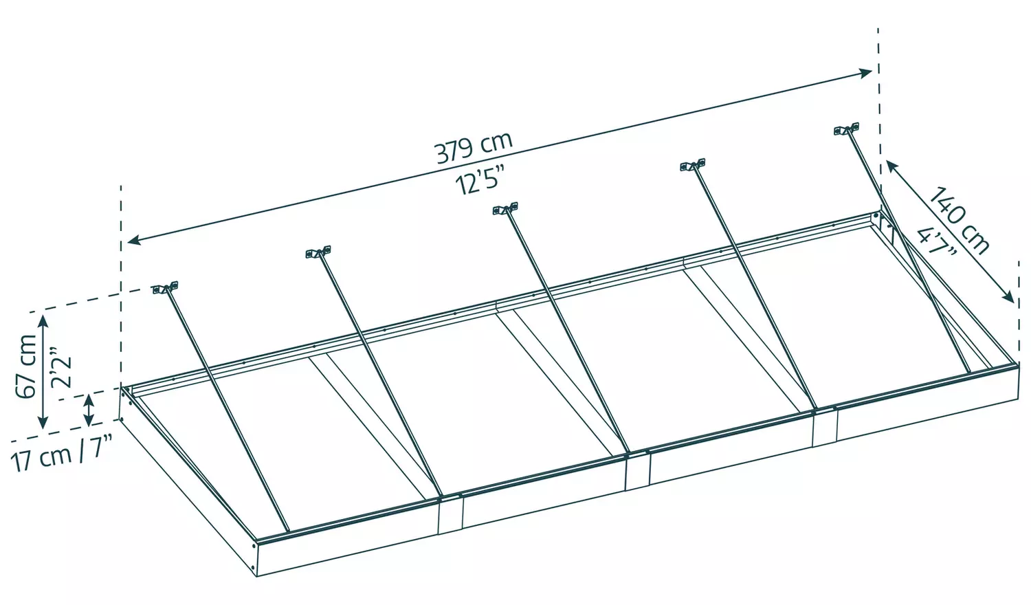 Palram Canopia 4000mm XL Sophia Door Awning - Grey Clear