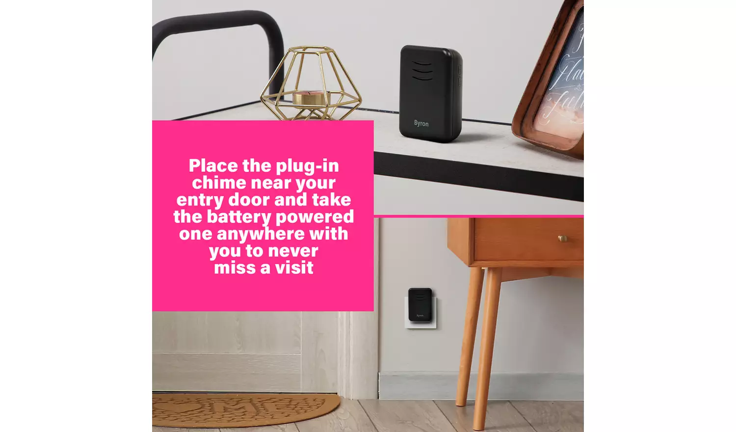 Byron DBY-22354BS Black Wireless Doorbell Kit