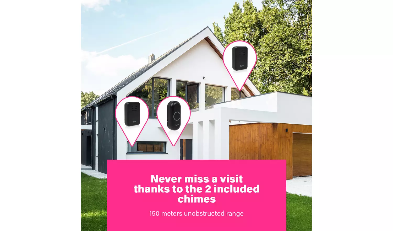 Byron DBY-22354BS Black Wireless Doorbell Kit