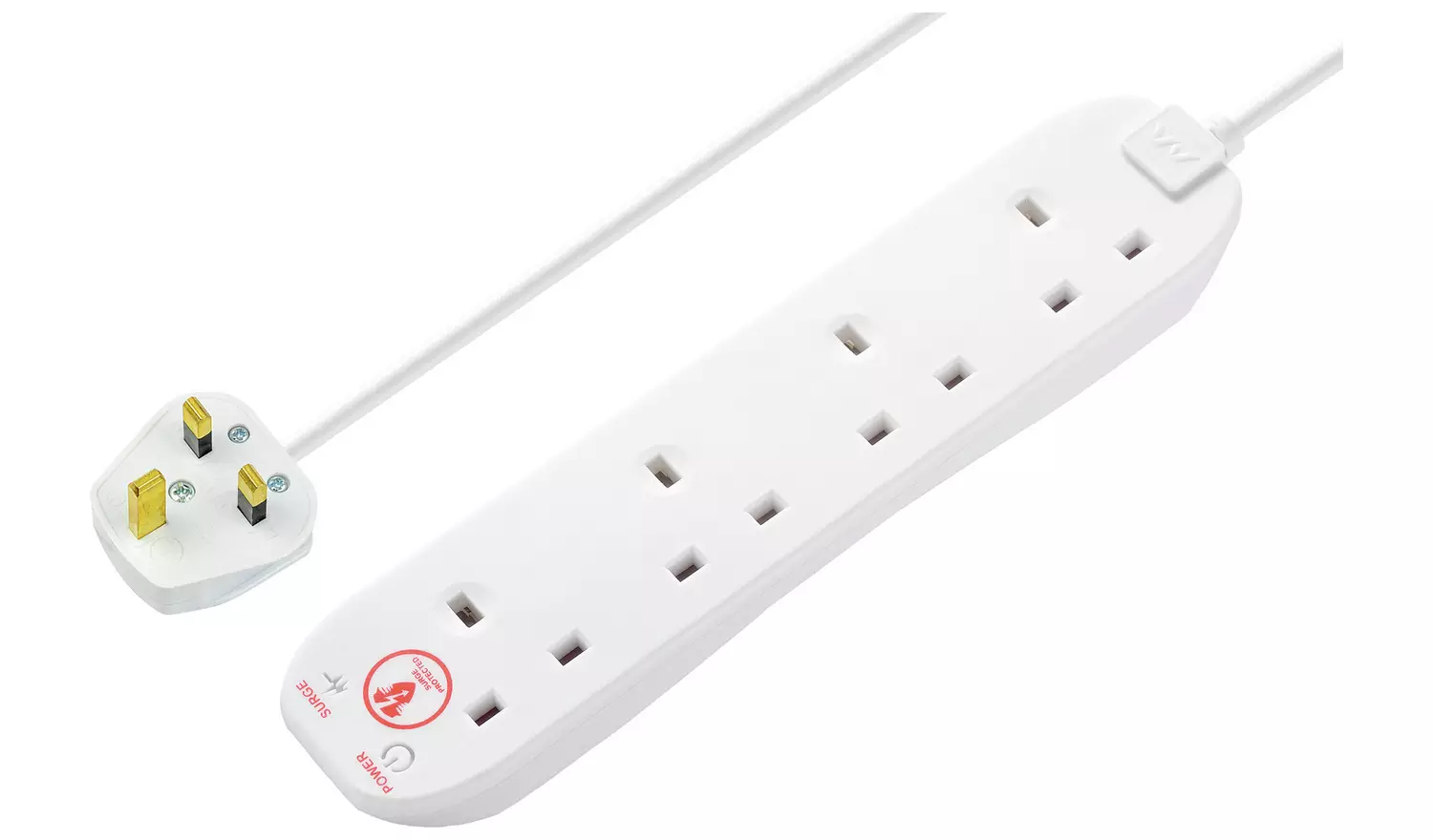 Masterplug 4 Socket 1m Surge Protected Extension Lead