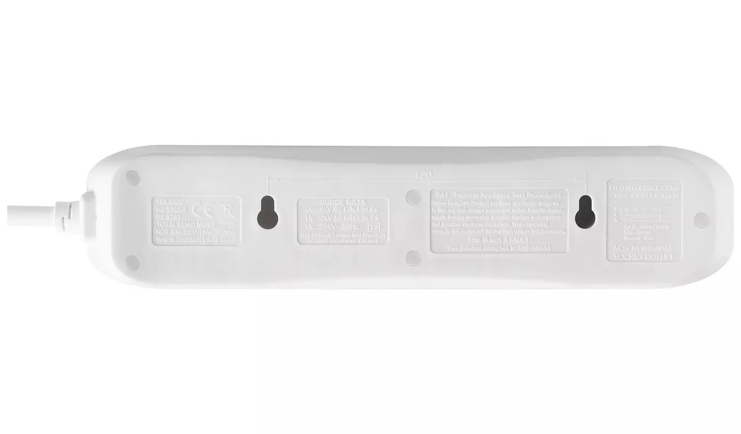 Masterplug 4 Socket 1m Surge Protected Extension Lead