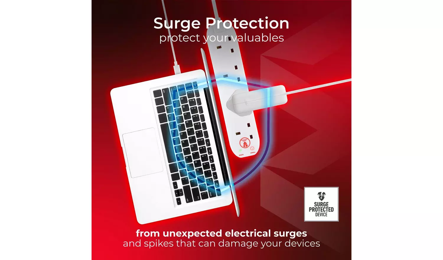 Masterplug 4 Socket 1m Surge Protected Extension Lead