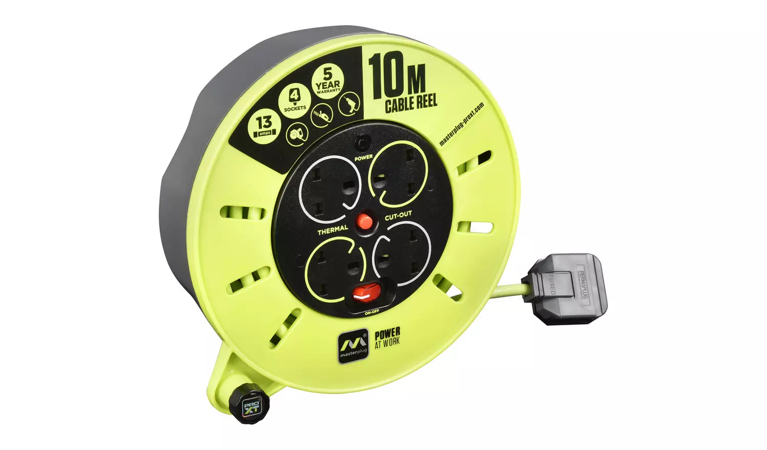 Masterplug Pro-XT 4 Socket 10m Cassette Cable Reel