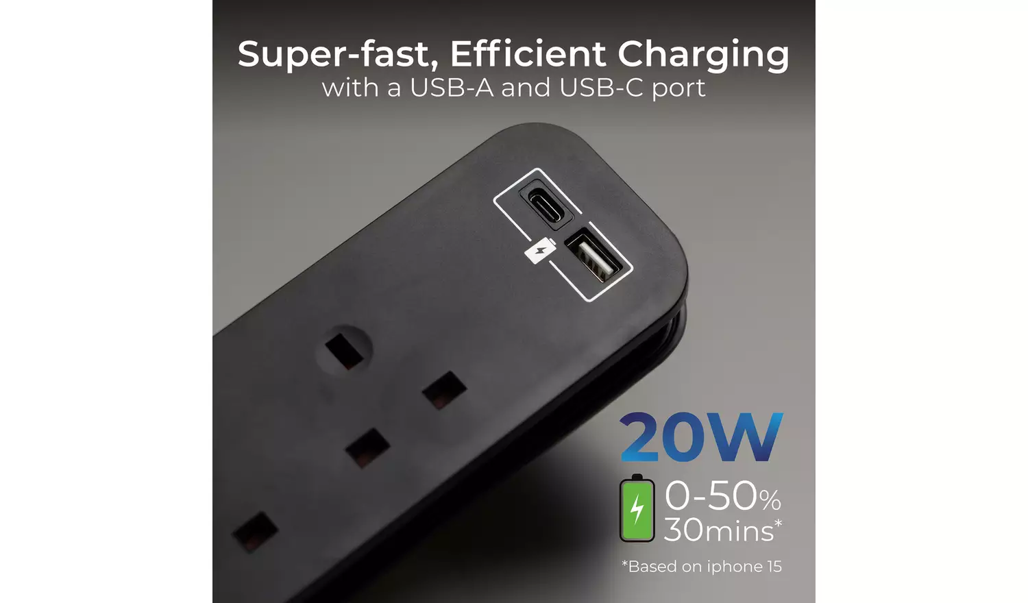 Masterplug 2 Socket USB Extension Lead