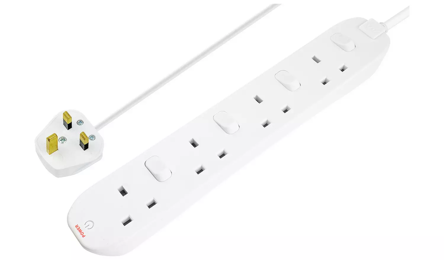 Masterplug 4 Socket 2m Extension Lead