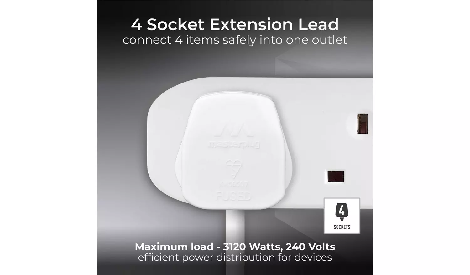 Masterplug 4 Socket 5m Extension Lead