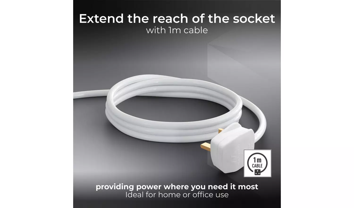 Masterplug 4 Socket 1m Extension Lead