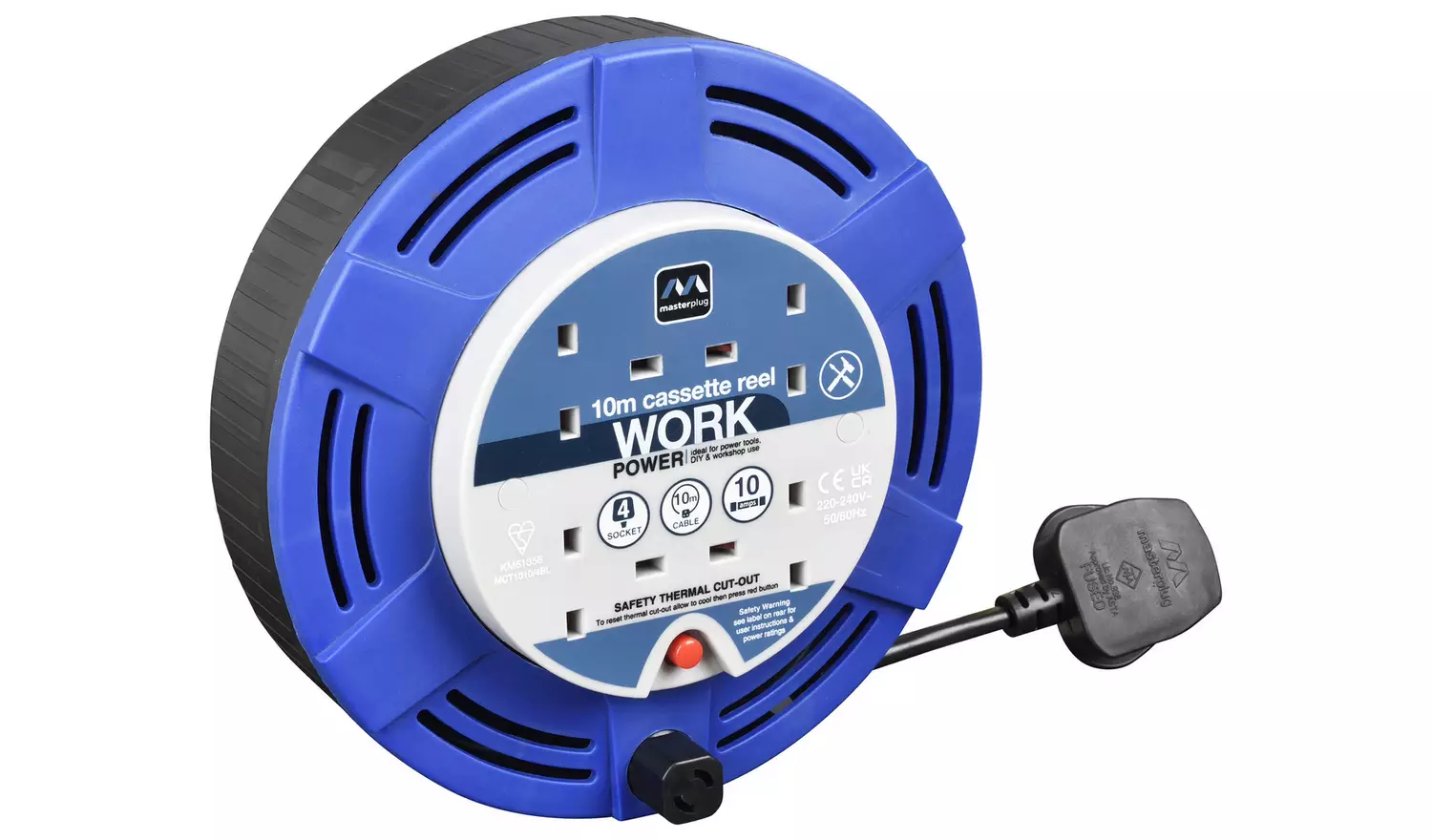 Masterplug 4 Socket 10m Cable Reel