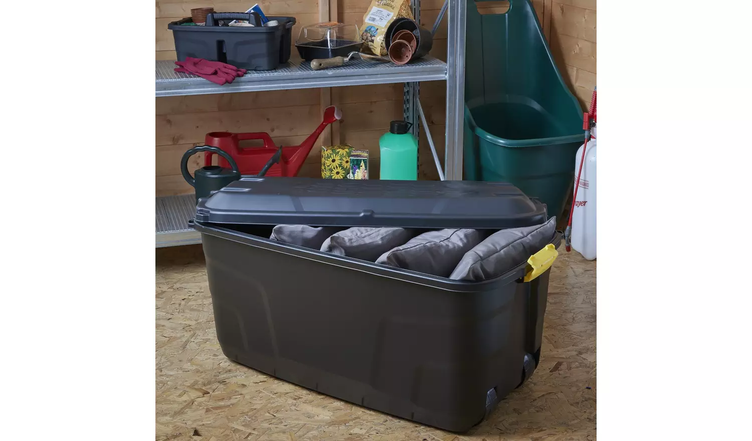 Strata 145L Heavy Duty Storage Trunk on Wheels - Black