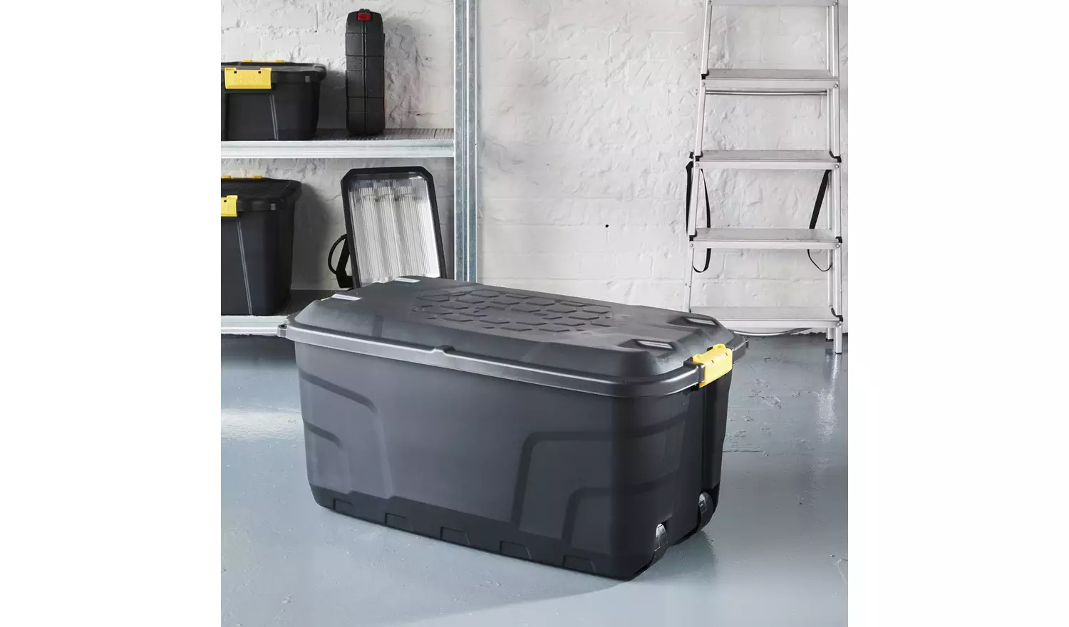 Strata 145L Heavy Duty Storage Trunk on Wheels - Black