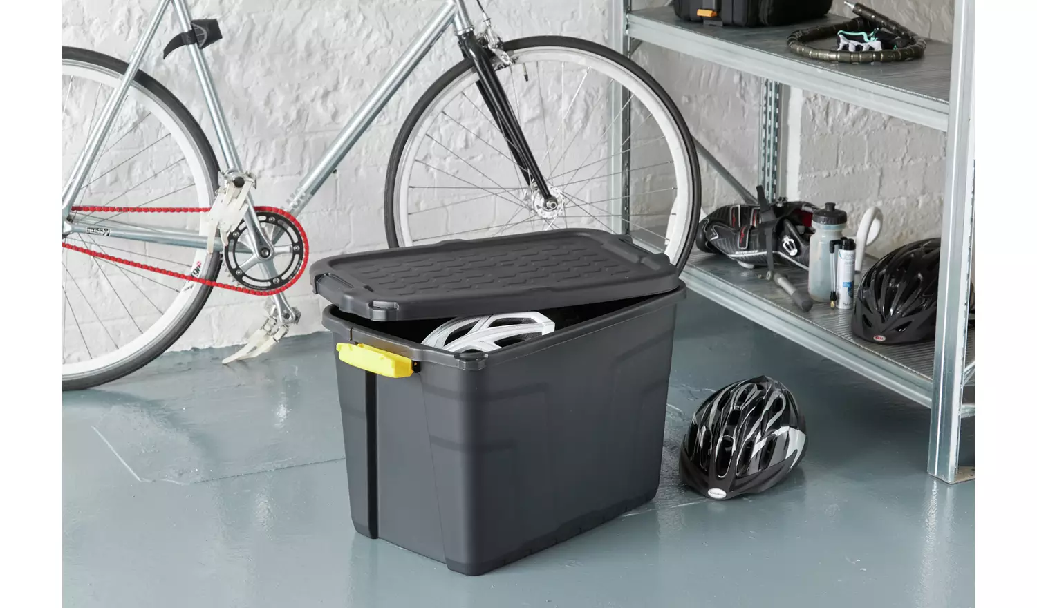 Strata 60L Heavy Duty Plastic Storage Boxes with Lid - Black