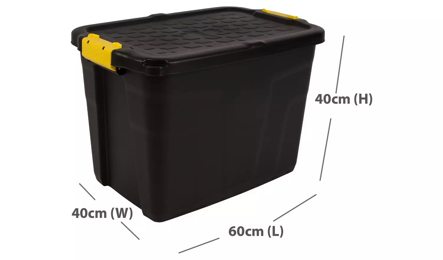 Strata 60L Heavy Duty Plastic Storage Boxes with Lid - Black