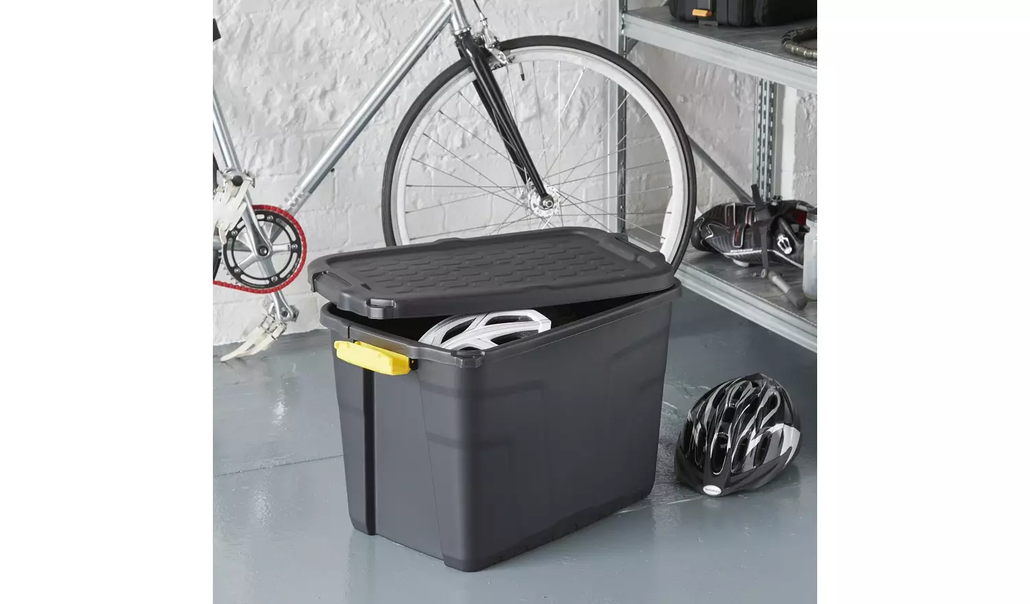Strata 60L Heavy Duty Plastic Storage Boxes with Lid - Black