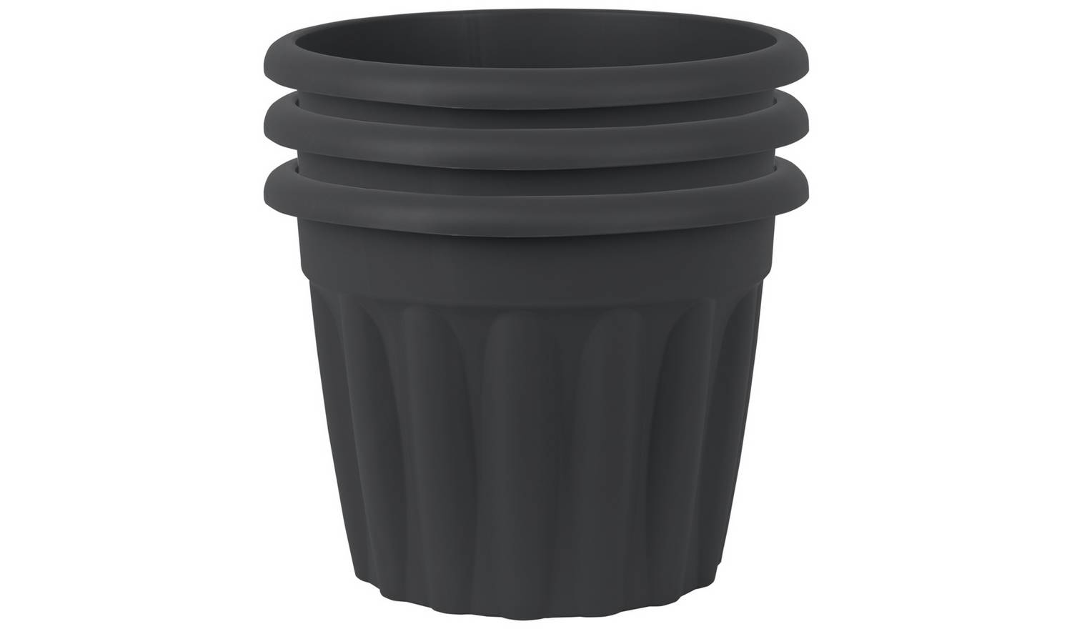 Wham 40cm Round Vista Plastic Planter - Set of 3, Slate