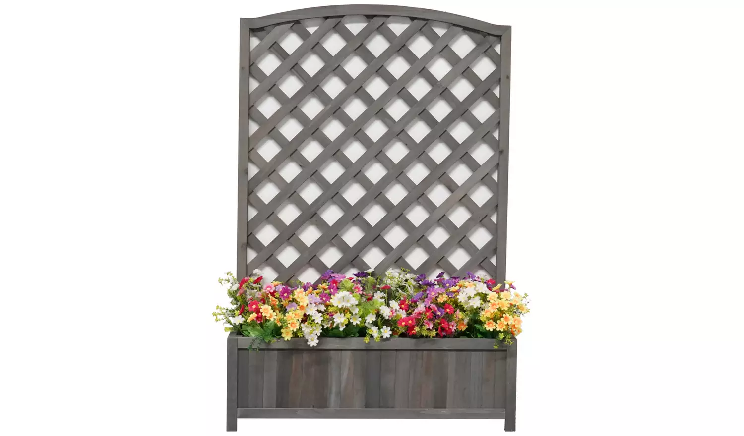 Large Lattice Wooden Planter - Grey