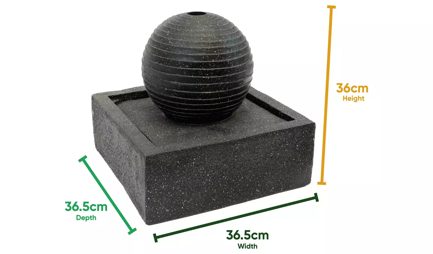 Gardenwize Solar Square Water Feature - Black Ball