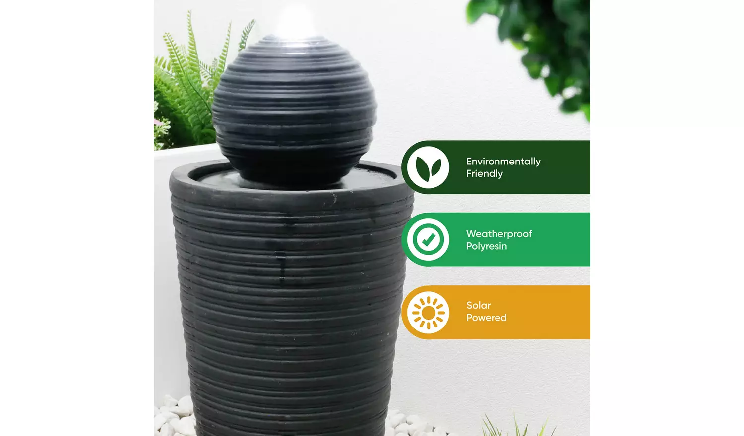 Gardenwize Solar Plinth And Ball Water Feature