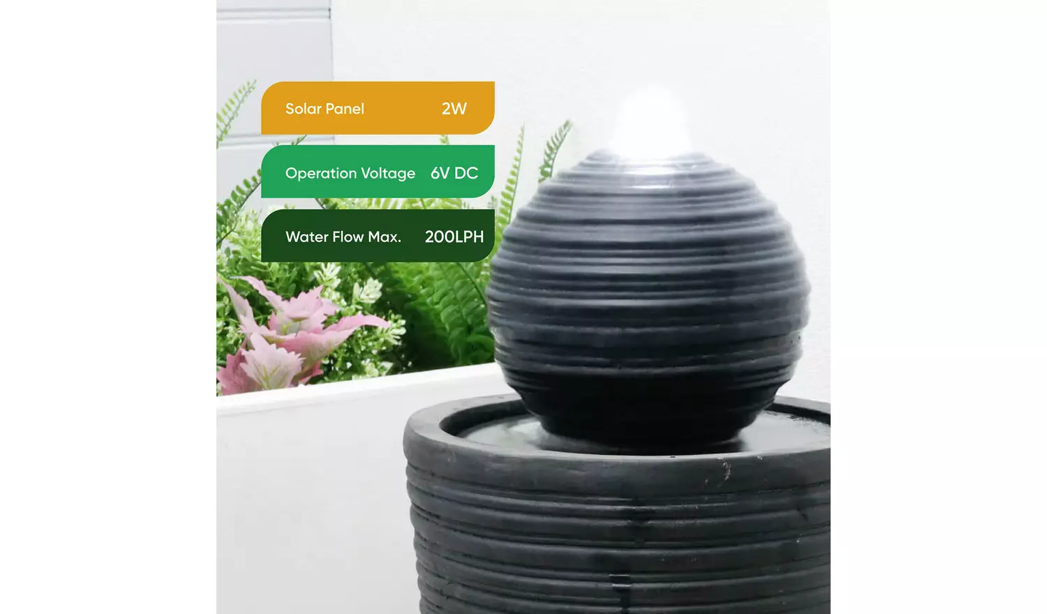 Gardenwize Solar Plinth And Ball Water Feature