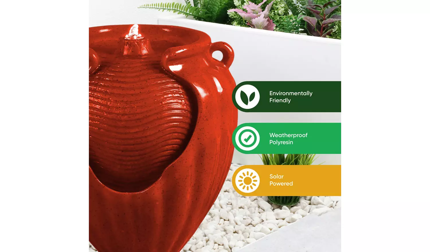 Streetwize On-Demand Solar Water Feature - Red Vase