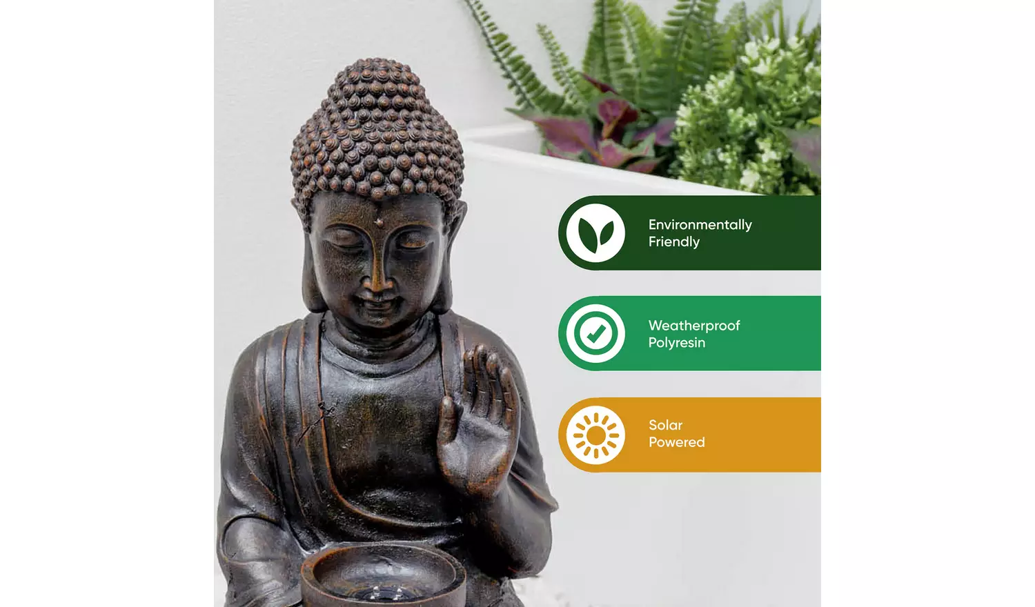 Streetwize Garden Meditating Buddha Solar Water Feature