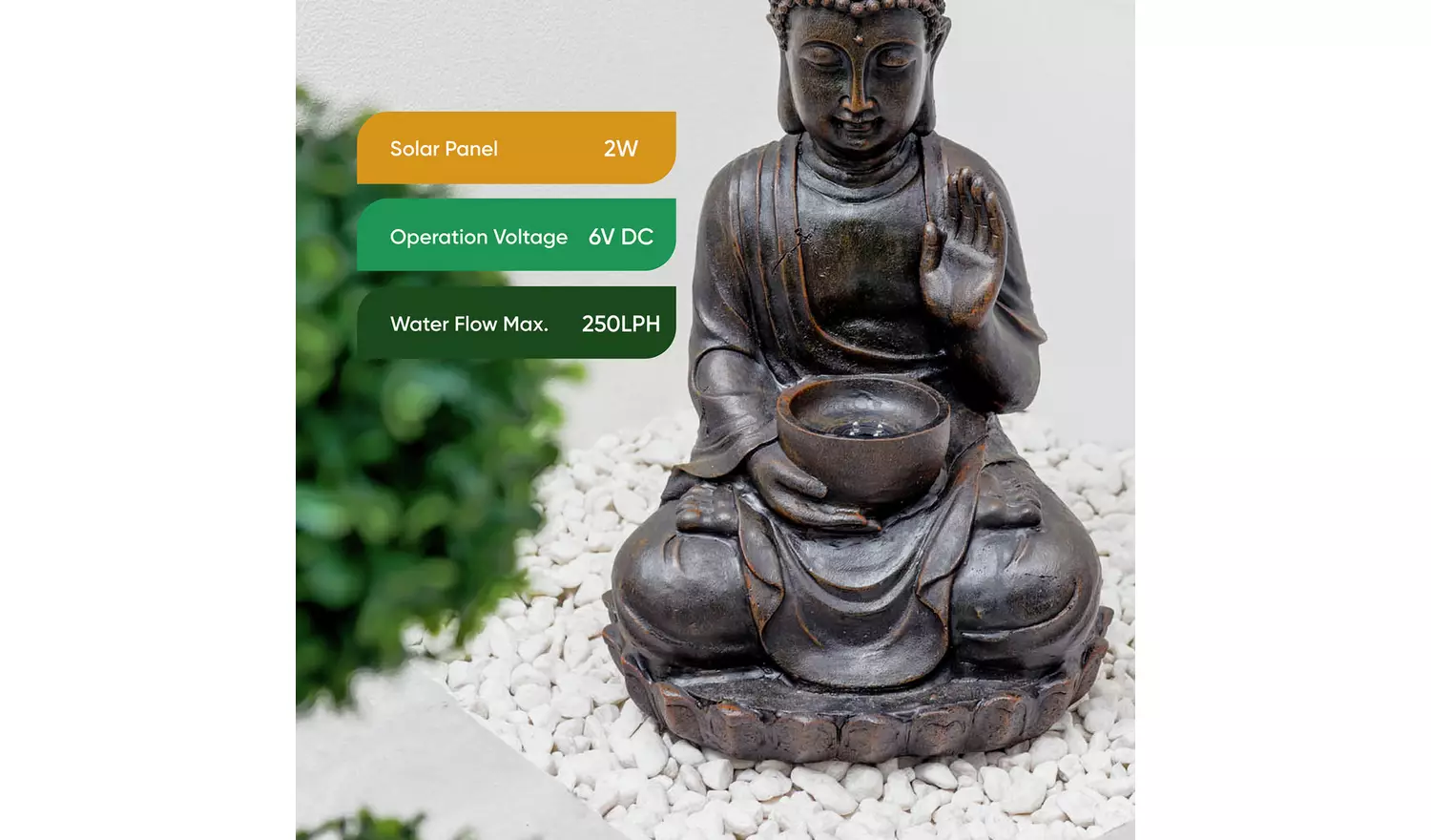 Streetwize Garden Meditating Buddha Solar Water Feature