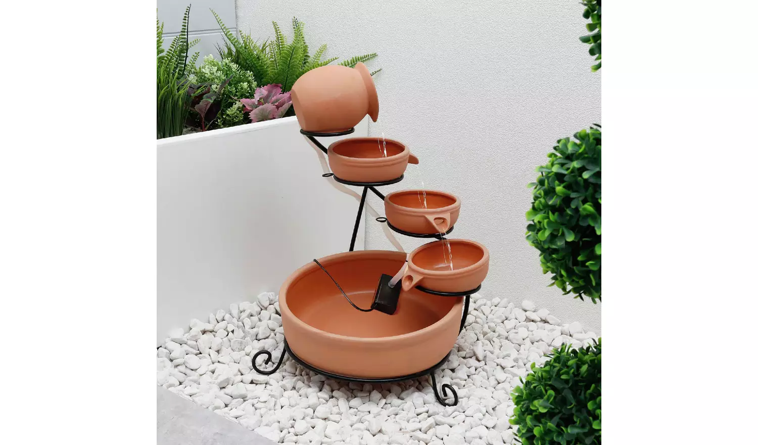 Streetwize Solar-Powered Water Feature - Terracotta Pots